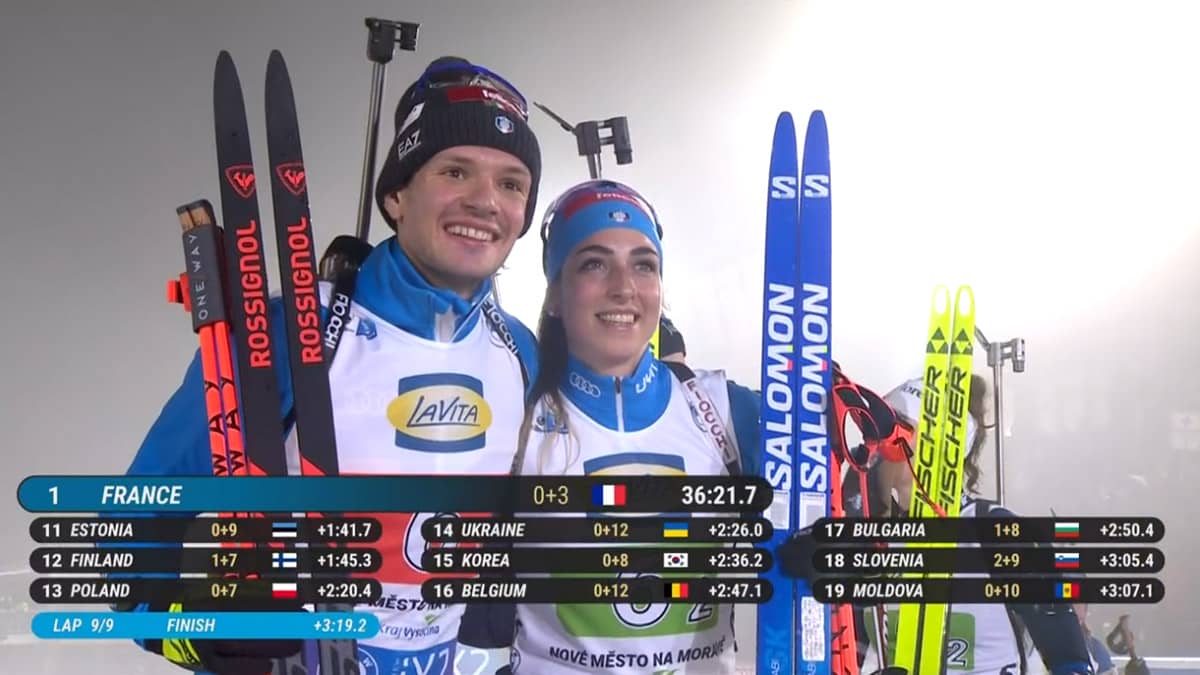 Tommaso Giacomel, Lisa Vittozzi. Single Mixed Relay. (Campionati Mondiali di Biathlon, Nove Mesto, 15/02/2024)