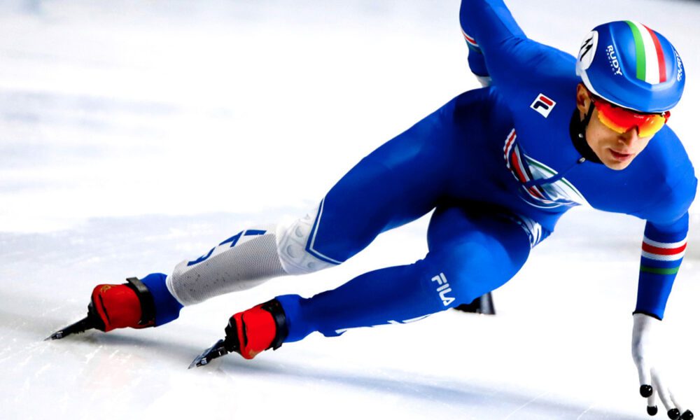 Pietro Sighel. Campionati Europei Short Track 2025, Dresda. (credits: FISG Dominic Tanguay)