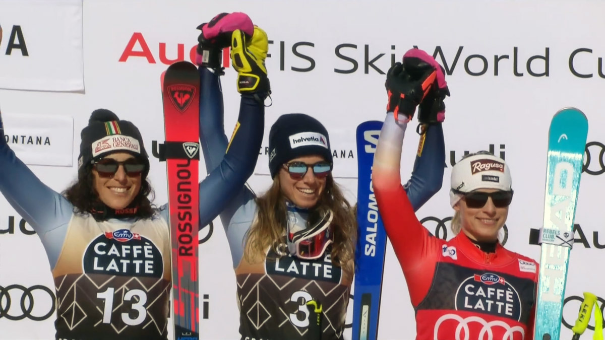 Federica Brignone, Marta Bassino, Lara Gut. Discesa libera (Crans Montana, 17-02-2024)