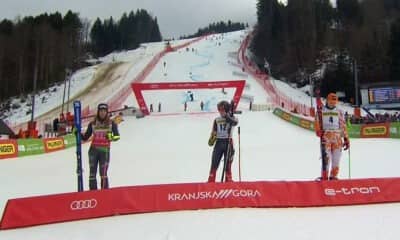 Marta Bassino, Valerie Grenier, Petra Vhlova. Slalom Gigante (Kranjska Gora, 07/01/2023)