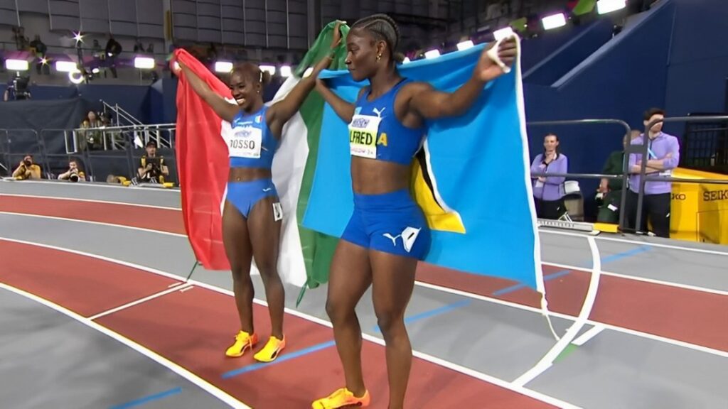 Zaynab Dosso (sx) 60 metri, (Mondiali di Atletica Leggera Indoor Glasgow 2024, 02/03/2024)