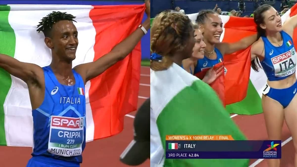 Yeman Crippa, 4x100 femminile (Munich, 21/08/2022)