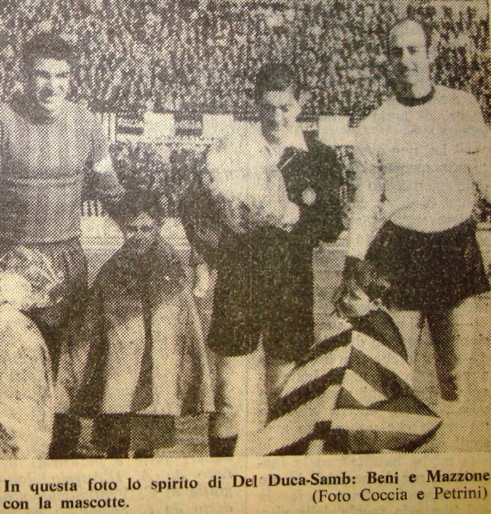 3 marzo 1968. Del Duca Ascoli-Samb. Carletto Mazzone nell'ultimo Derby giocato contro la Sambenedettese di Capitan Paolo Beni, nella foto.