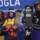 Maurizio Bormolini (centro), Aaron March (dx), snowboard gigante parallelo, Rogla (Slo) 25/01/2025