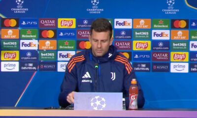 L'allenatore della Juventus Thiago Motta in conferenza stampa